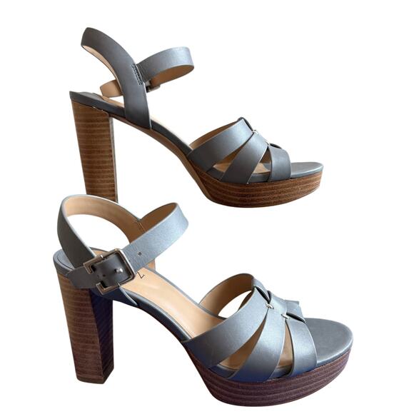 Lauren Ralph Lauren Shoes - Lauren Ralph Lauren Soffia Nappa Leather Ankle Strap Platform Sandal Gray Size 7